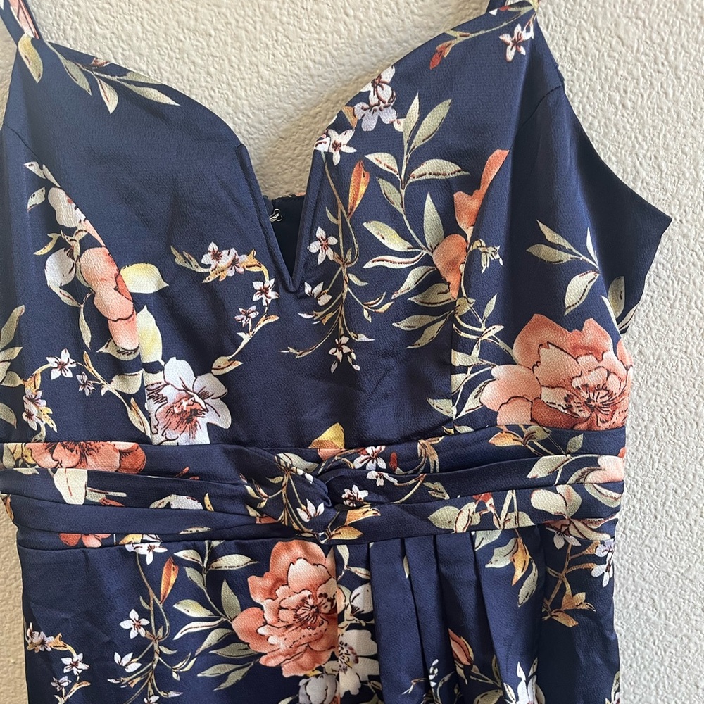 NWOT Lulus My Favorite Day Navy Floral Print Tulip Skirt Midi Dress MD - Picture 6 of 13